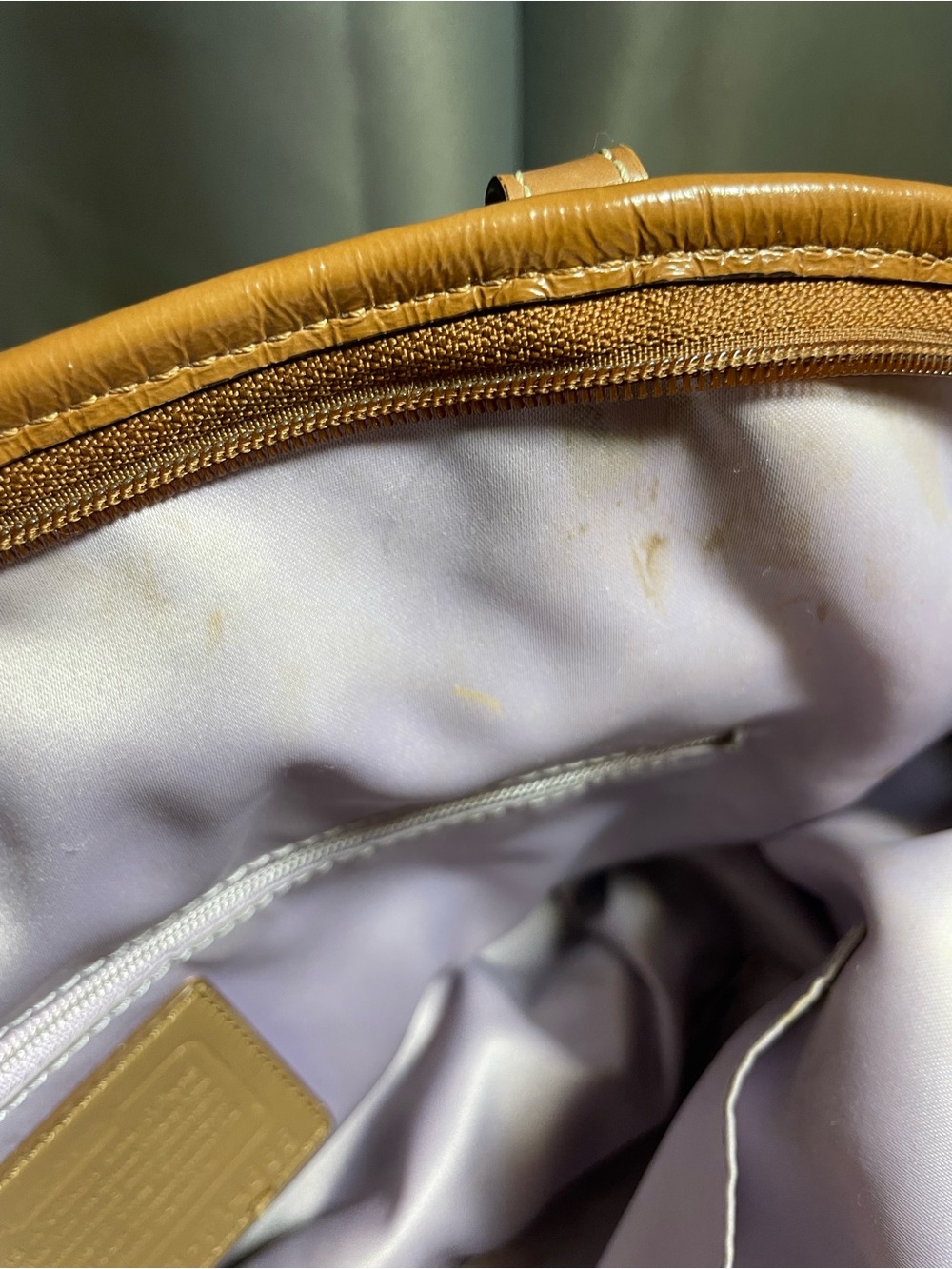 Coach Beige Signature Canvas Shoulder Bag with Brown Trim - Picture 10 of 16